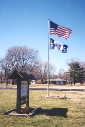 Flag In Front of Hall